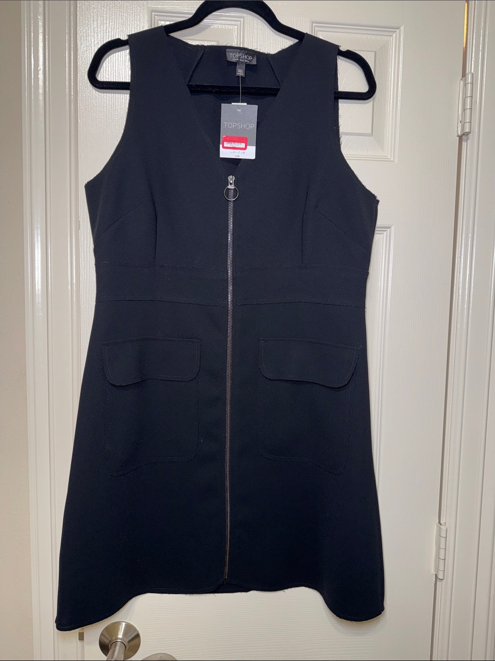 Topshop Black Sleeveless Zip-Front Dress
